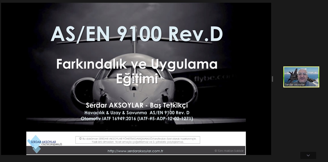 2021 Yılı Eğitim Takvimimiz Kapsamında AS 9100 Rev. D Online Eğitimimiz Başladı