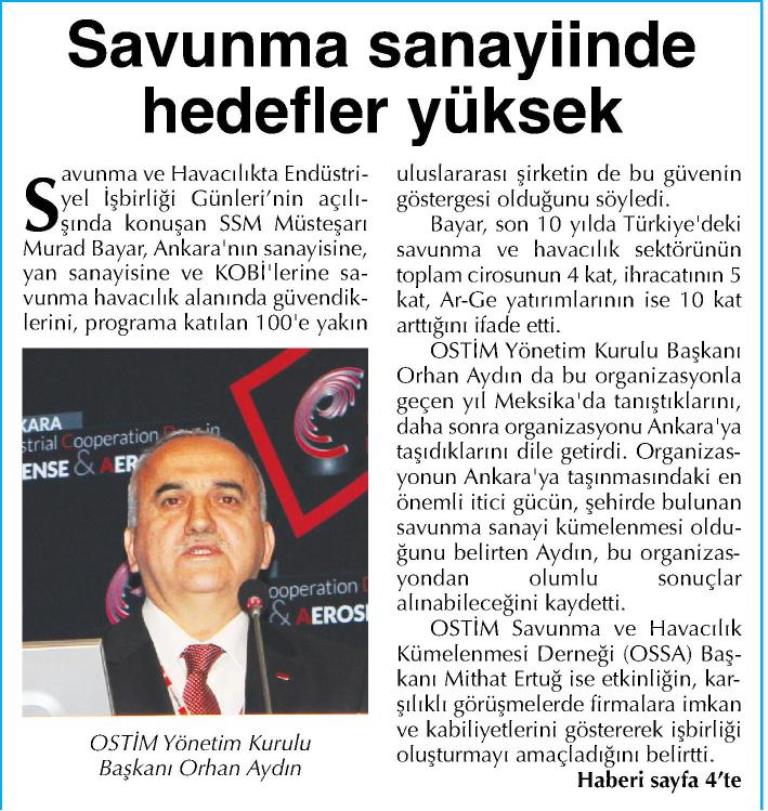 Savunma Sanayiinde Hedefler Yüksek