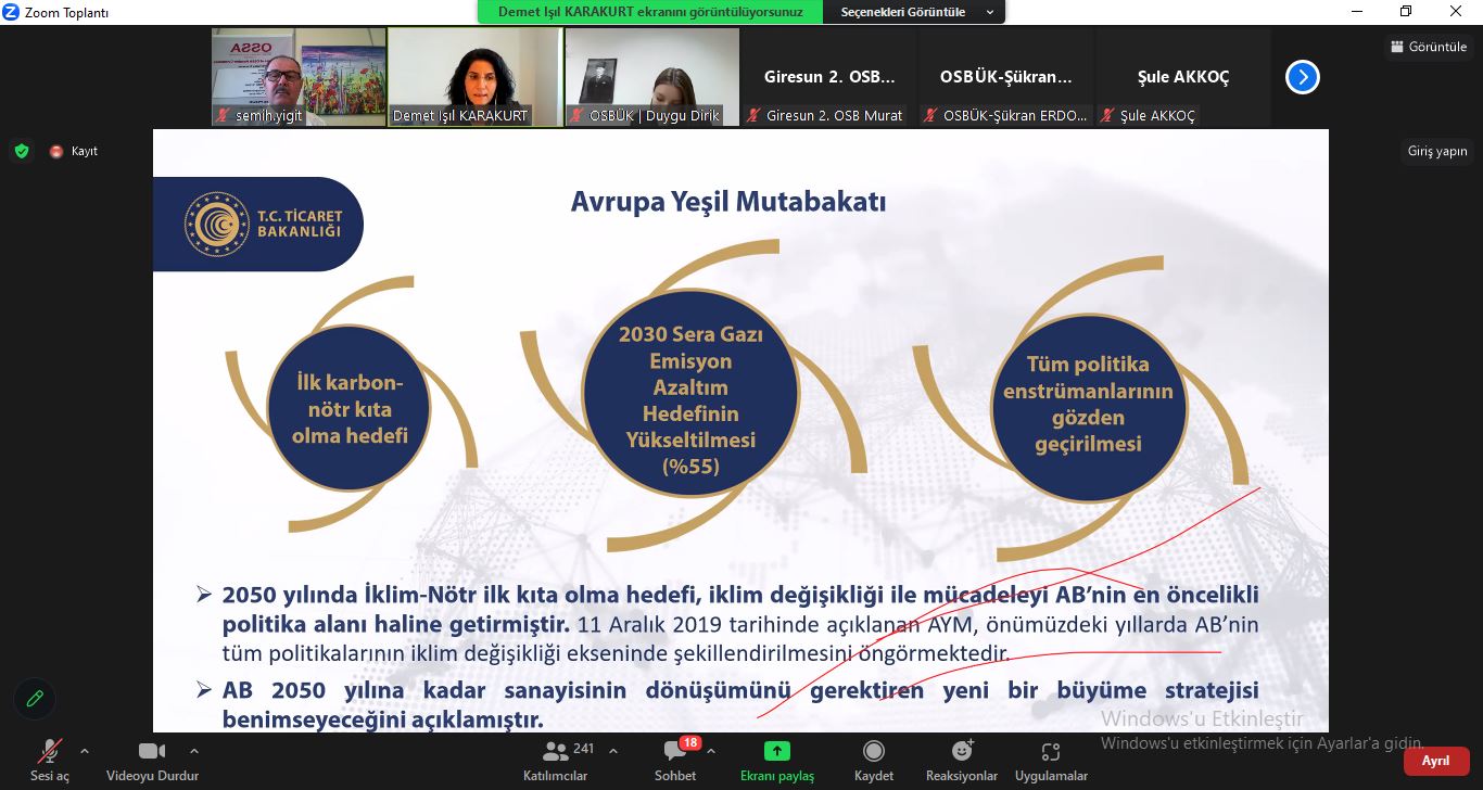 Avrupa Yeşil Mutabakatı ve Sınırda Karbon Düzenlemesi Bilgilendirme Toplantısına Katıldık