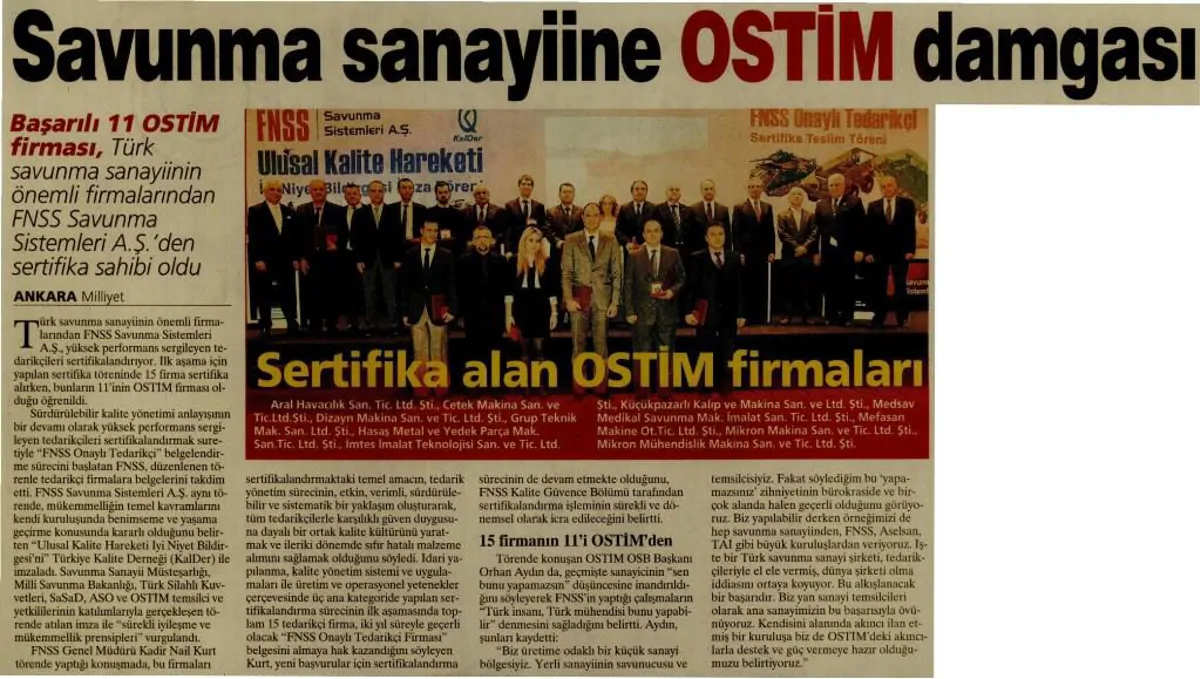 FNSS Kalite Ödülleri