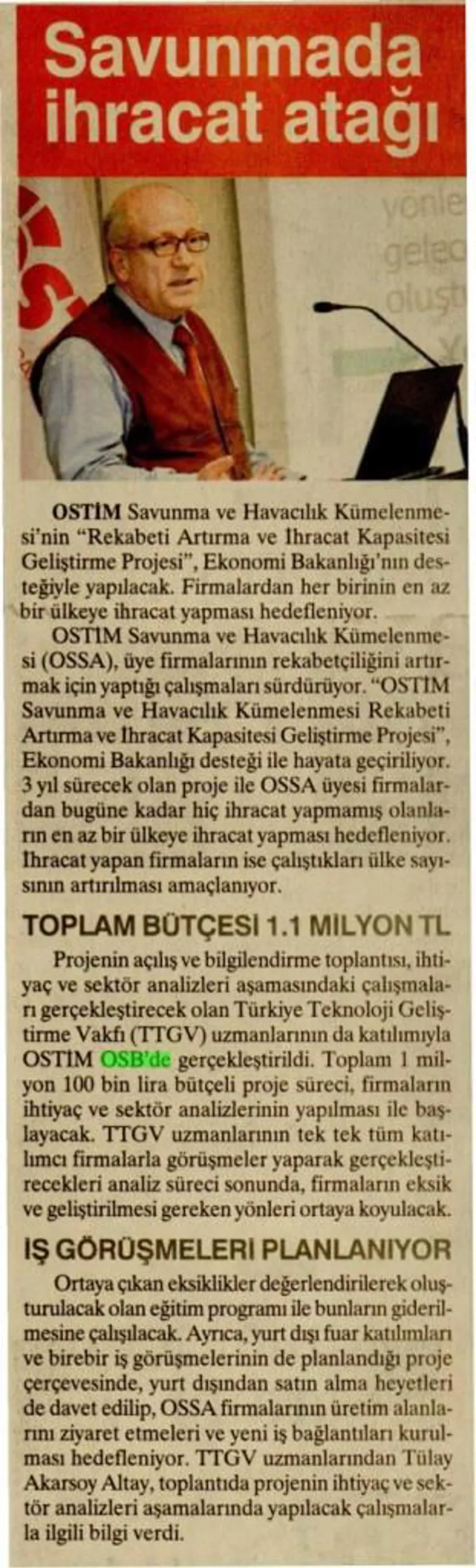 OSSA İhracat Kapasitesi Artırma Projesi Başladı