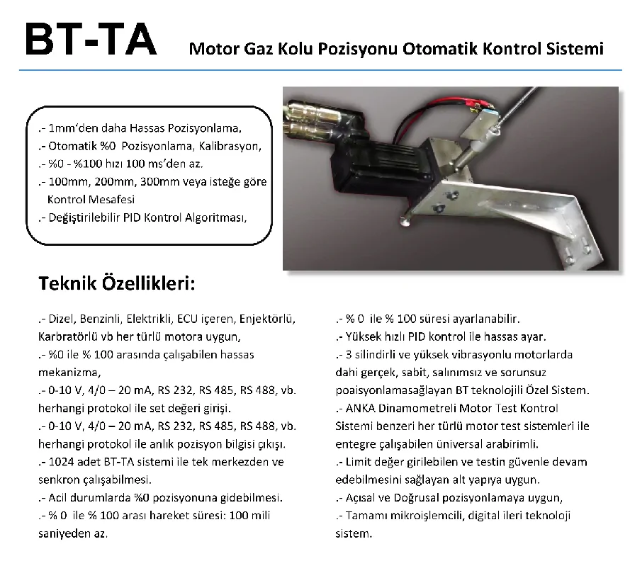 Motor Gaz Kolu Pozisyonu Otomatik Kontrol Sistemi